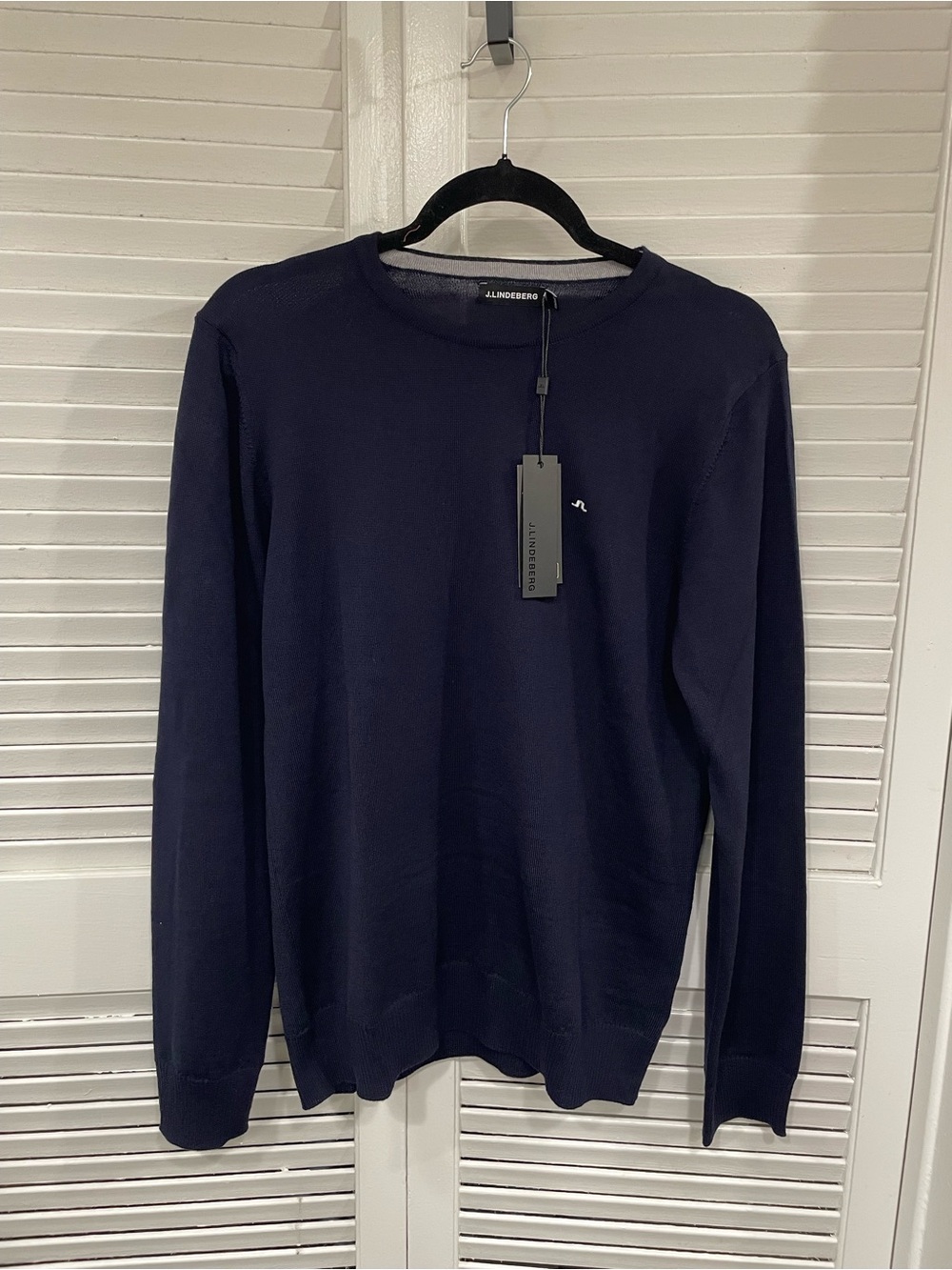 J.Lindeberg Navy Crewneck Sweater Merino Wool